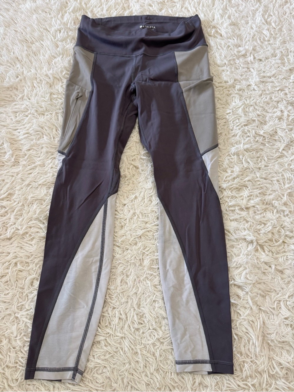 Athleta Black & Gray Colorblock Performance Leggings